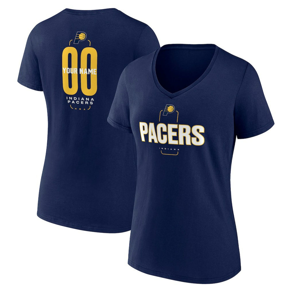 Indiana Pacers Women's Center Court Name & Number Custom V-Neck T-Shirt - Navy shop