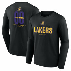 Los Angeles Lakers Center Court Name & Number Custom Long Sleeve T-Shirt - Black cheap