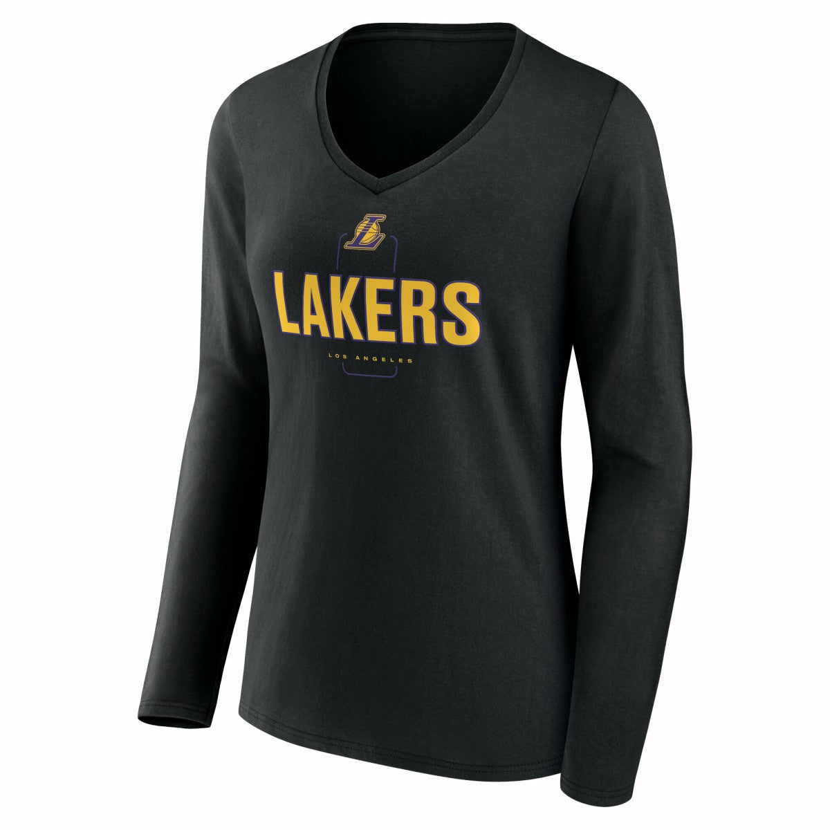 Los Angeles Lakers Women's Center Court Name & Number Custom Long Sleeve V-Neck T-Shirt - Black for sale