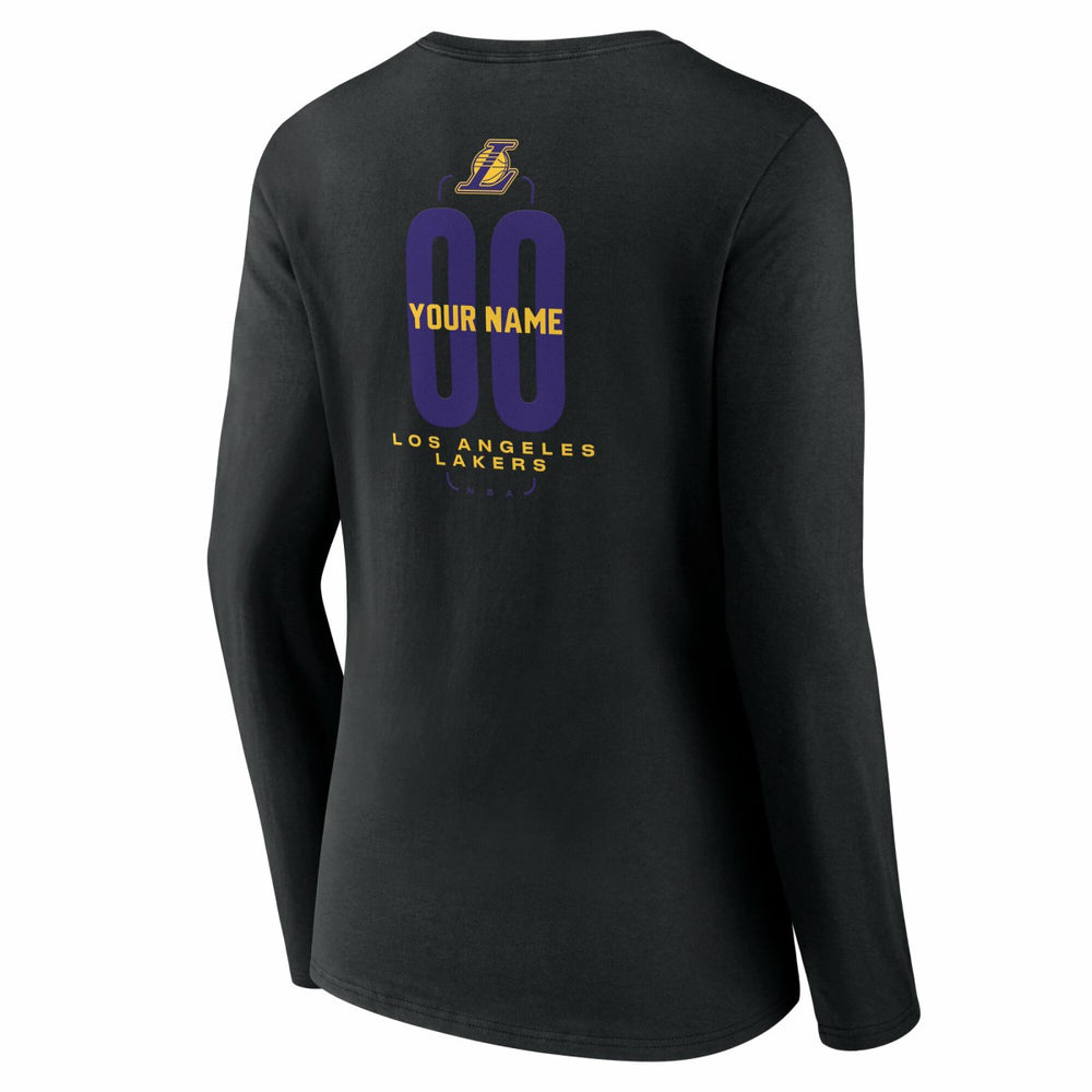 Los Angeles Lakers Women's Center Court Name & Number Custom Long Sleeve V-Neck T-Shirt - Black for sale