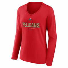New Orleans Pelicans Women's Center Court Name & Number Custom Long Sleeve V-Neck T-Shirt - Red discount