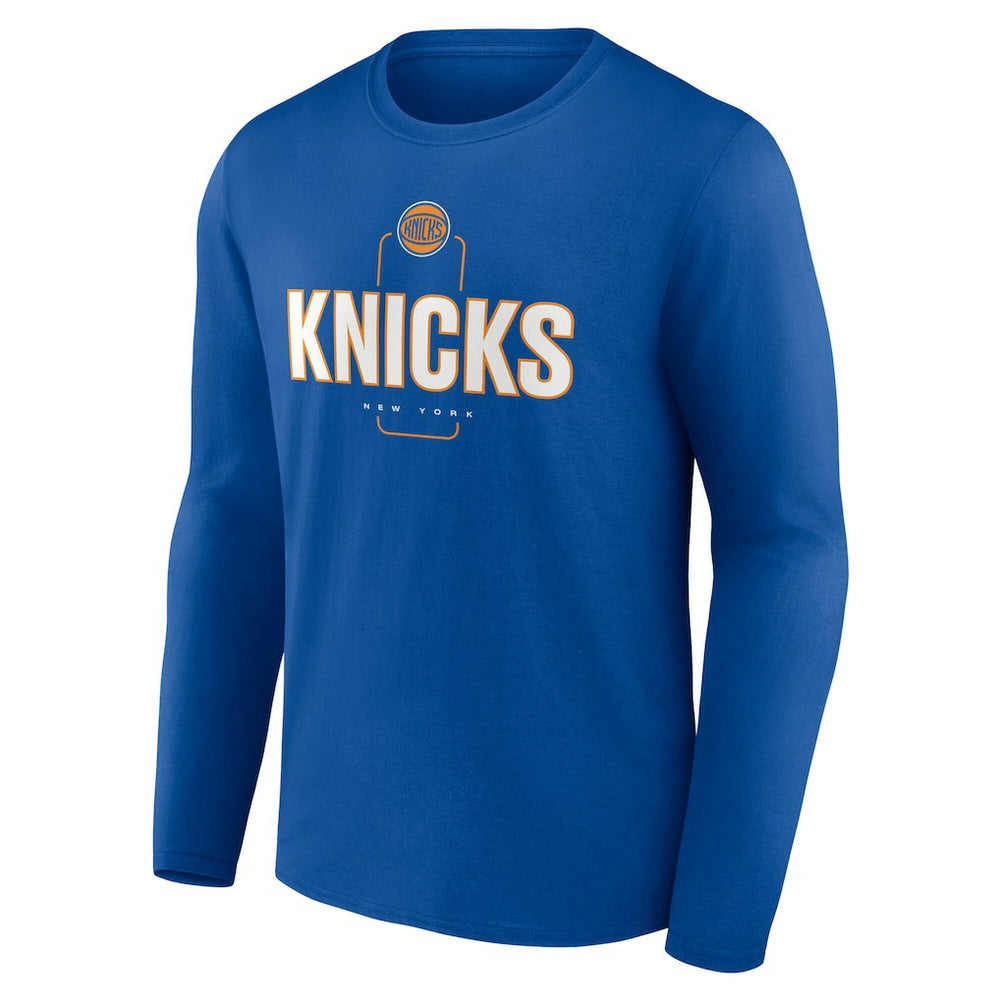 New York Knicks Center Court Name & Number Custom Long Sleeve T-Shirt - Blue discount
