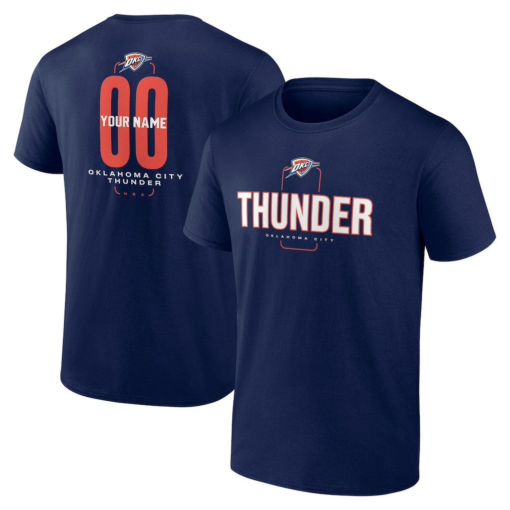 Oklahoma City Thunder Center Court Name & Number Custom T-Shirt - Navy for sale