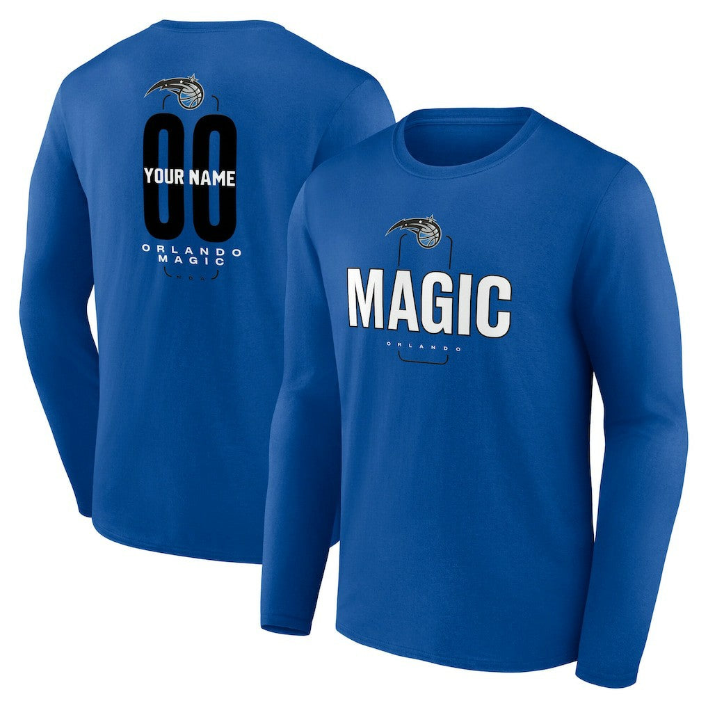 Orlando Magic Center Court Name & Number Custom Long Sleeve T-Shirt - Blue for sale