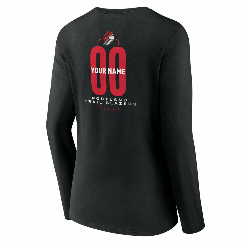 Portland Trail Blazers Women's Center Court Name & Number Custom Long Sleeve V-Neck T-Shirt - Black sale
