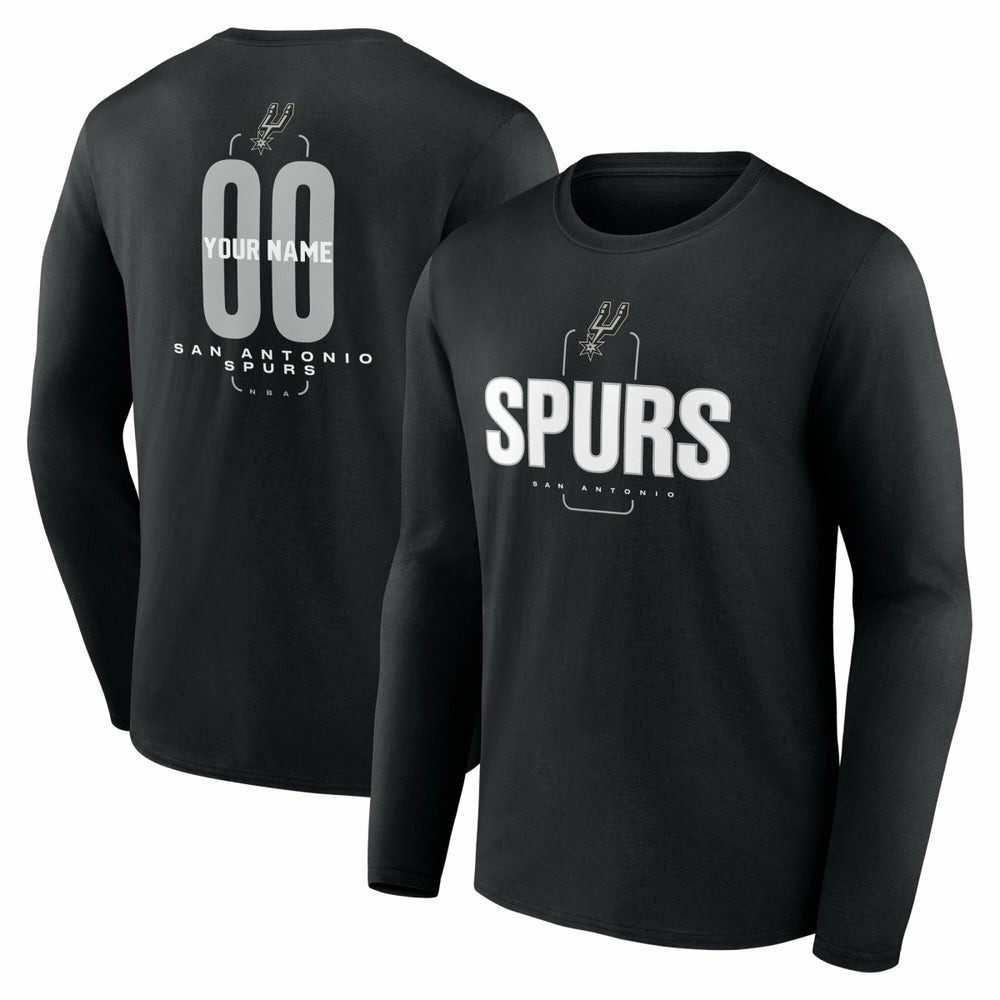 San Antonio Spurs Center Court Name & Number Custom Long Sleeve T-Shirt - Black online