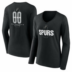 San Antonio Spurs Women's Center Court Name & Number Custom Long Sleeve V-Neck T-Shirt - Black on sale
