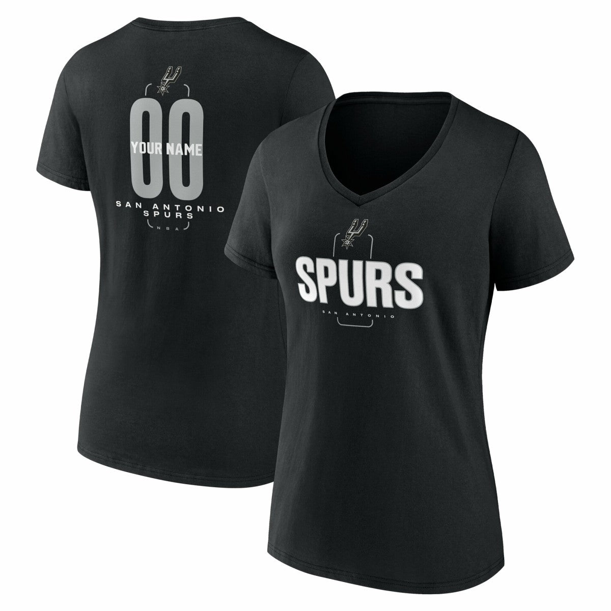 San Antonio Spurs Women's Center Court Name & Number Custom V-Neck T-Shirt - Black cheap