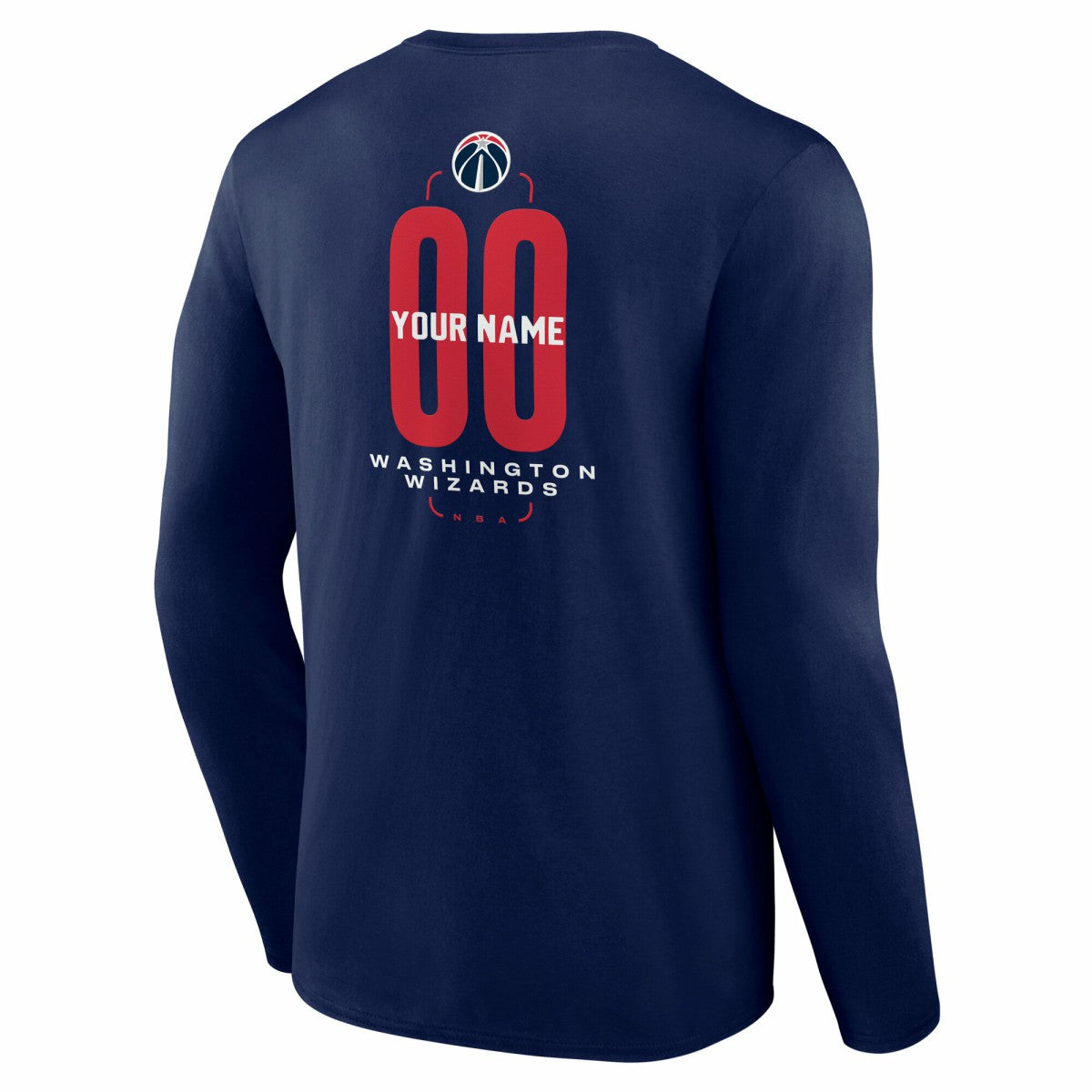 Washington Wizards Center Court Name & Number Custom Long Sleeve T-Shirt - Navy outlet