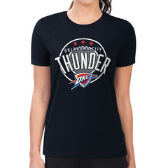 Oklahoma City Thunder G-III 4Her by Carl Banks Women's Super-Slim Lightweight Pinstripe Circle Graphic T-Shirt - Navy on sale