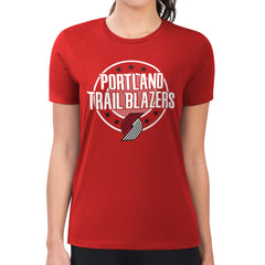Portland Trail Blazers G-III 4Her by Carl Banks Women's Super-Slim Lightweight Pinstripe Circle Graphic T-Shirt - Red sale