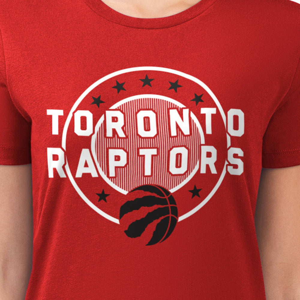 Toronto Raptors G-III 4Her by Carl Banks Women's Super-Slim Lightweight Pinstripe Circle Graphic T-Shirt - Red for sale