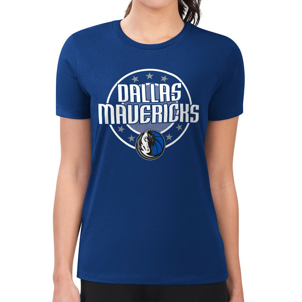 Dallas Mavericks G-III 4Her by Carl Banks Women's Super-Slim Lightweight Pinstripe Circle Graphic T-Shirt sale - Blue online