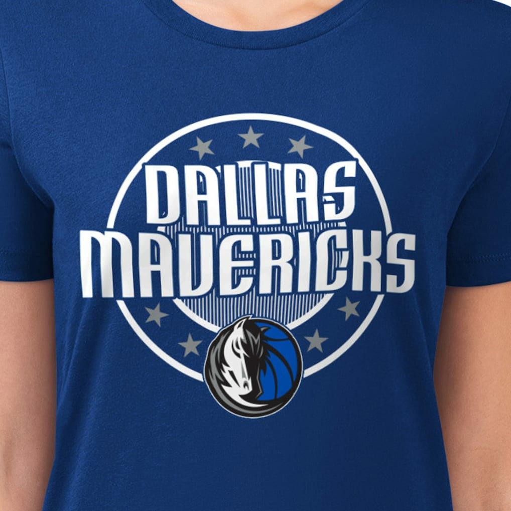 Dallas Mavericks G-III 4Her by Carl Banks Women's Super-Slim Lightweight Pinstripe Circle Graphic T-Shirt sale - Blue online