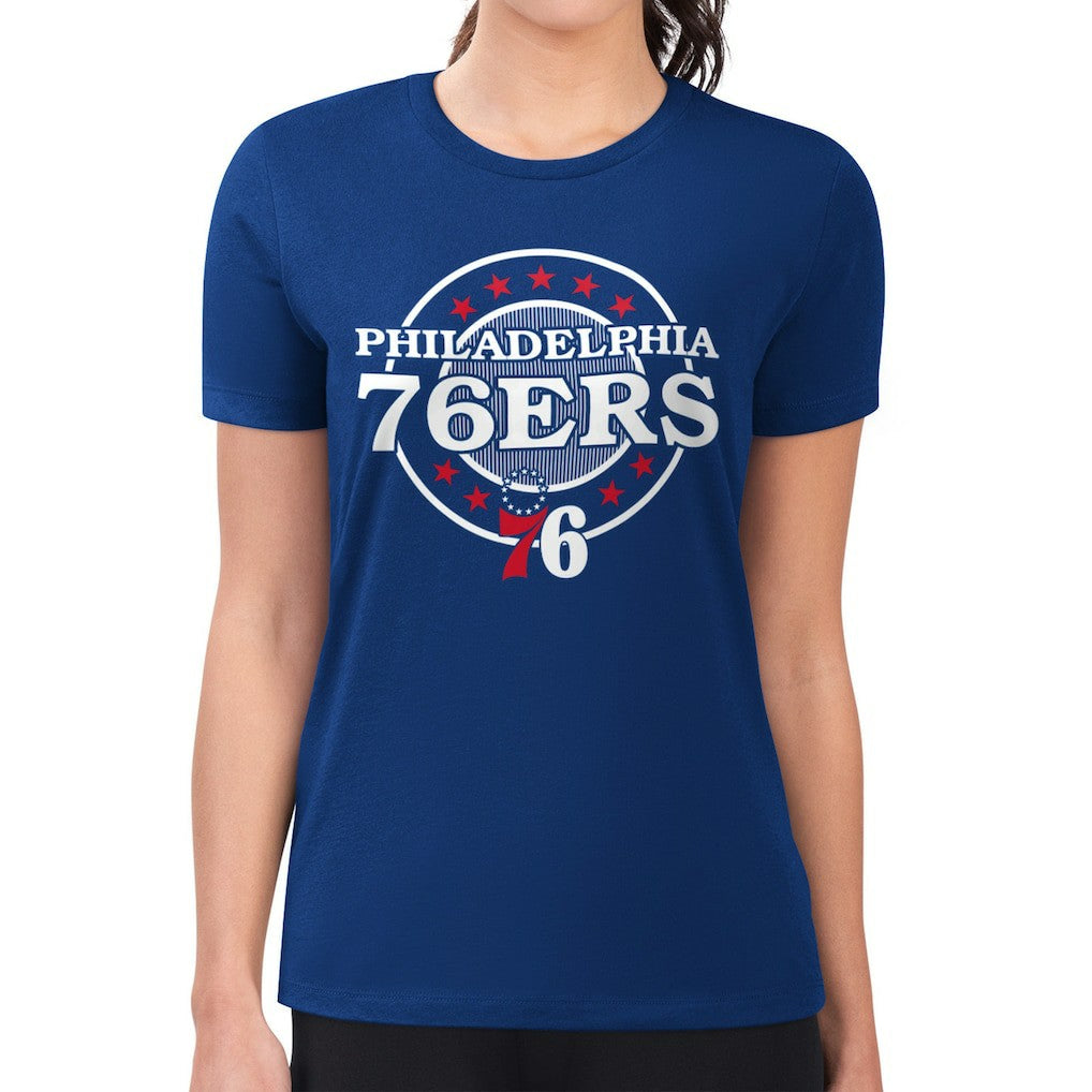Philadelphia 76ers G-III 4Her by Carl Banks Women's Super-Slim Lightweight Pinstripe Circle Graphic T-Shirt - Royal shop