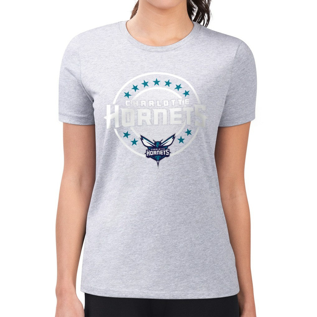 Charlotte Hornets G-III 4Her by Carl Banks Women's Super-Slim Lightweight Pinstripe Circle Graphic T-Shirt - Gray outlet