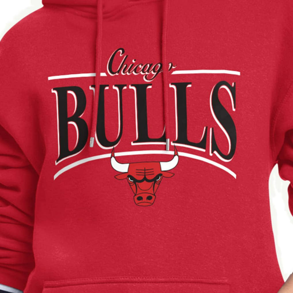 Chicago Bulls Starter Women's Arch Stripe Fleece Hoodie - Red shop