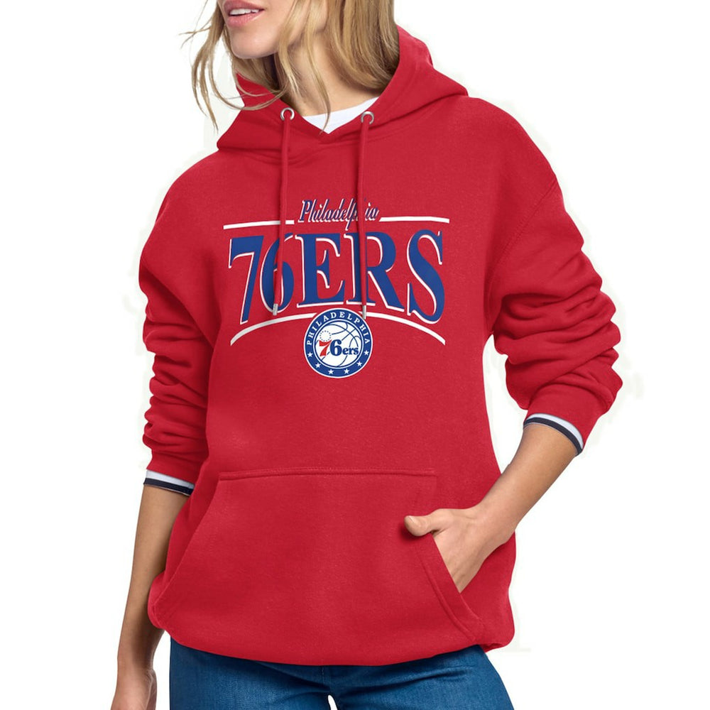Philadelphia 76ers Starter Women's Arch Stripe Fleece Hoodie - Red sale