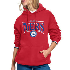 Philadelphia 76ers Starter Women's Arch Stripe Fleece Hoodie - Red sale