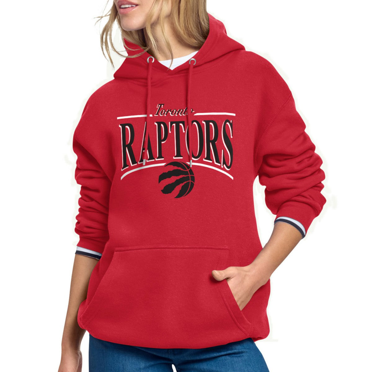 Toronto Raptors Starter Women's Arch Stripe Fleece Hoodie - Red online