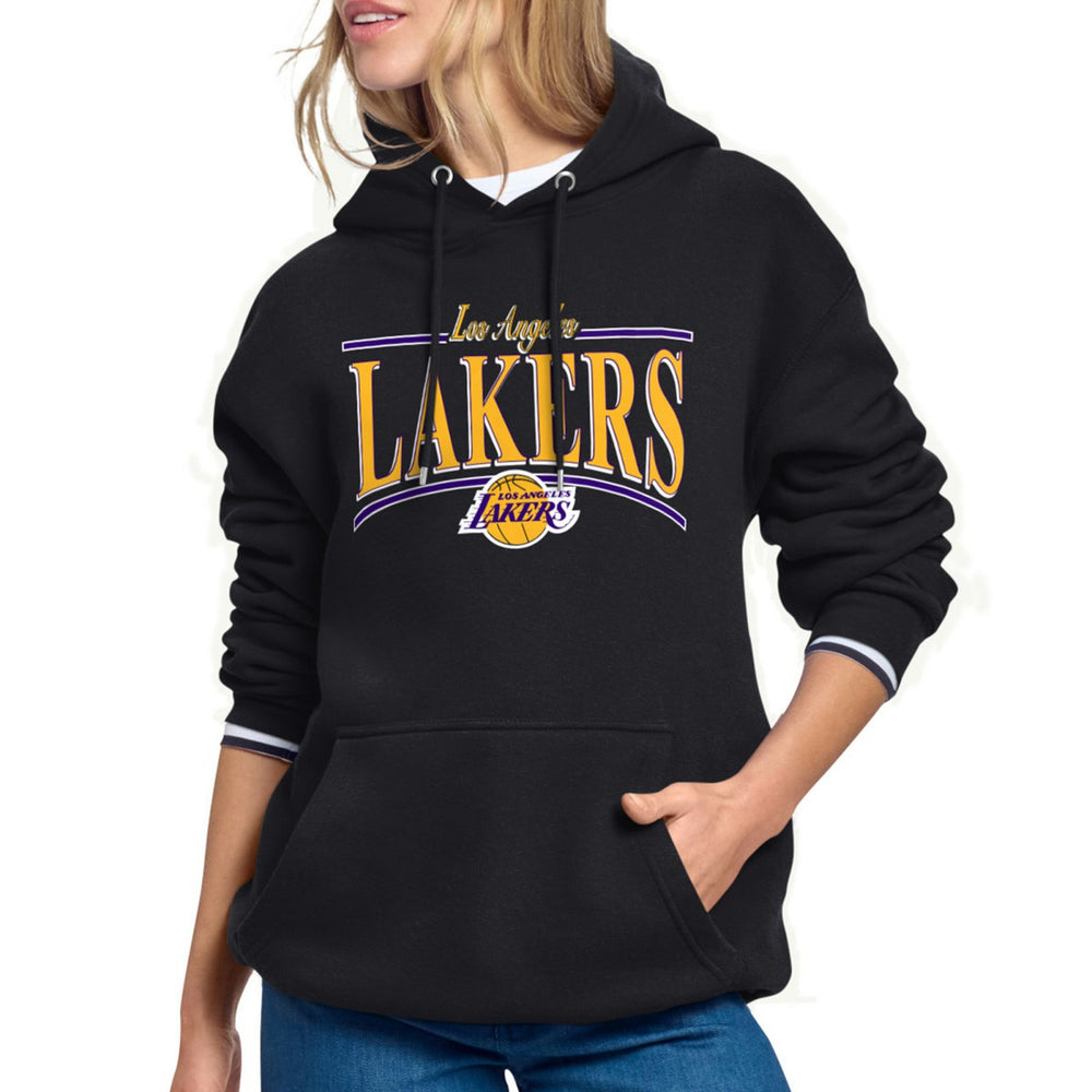 Los Angeles Lakers Starter Women's Arch Stripe Fleece Hoodie - Black shop
