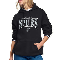San Antonio Spurs Starter Women's Arch Stripe Fleece Hoodie - Black shop
