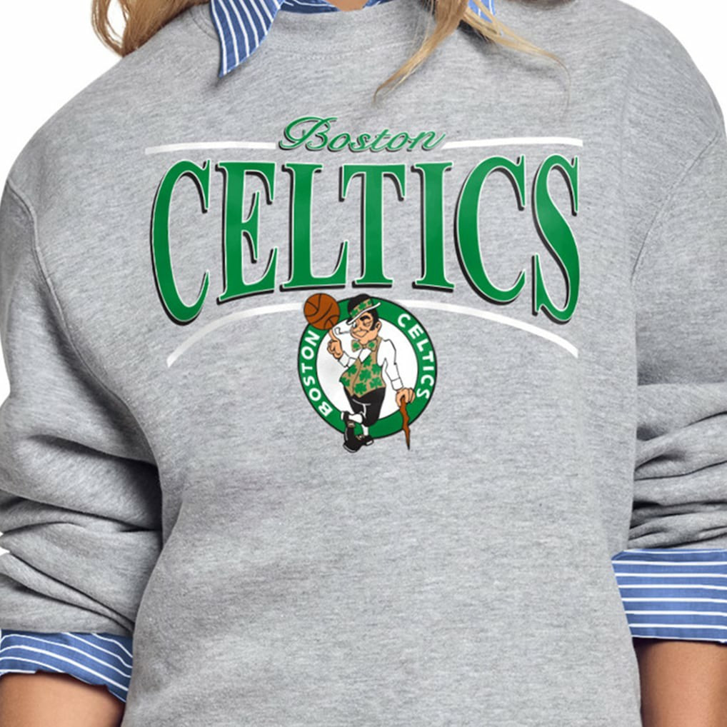 Boston Celtics Starter Women's Arch Stripe Fleece Crewneck Sweatshirt - Gray sale