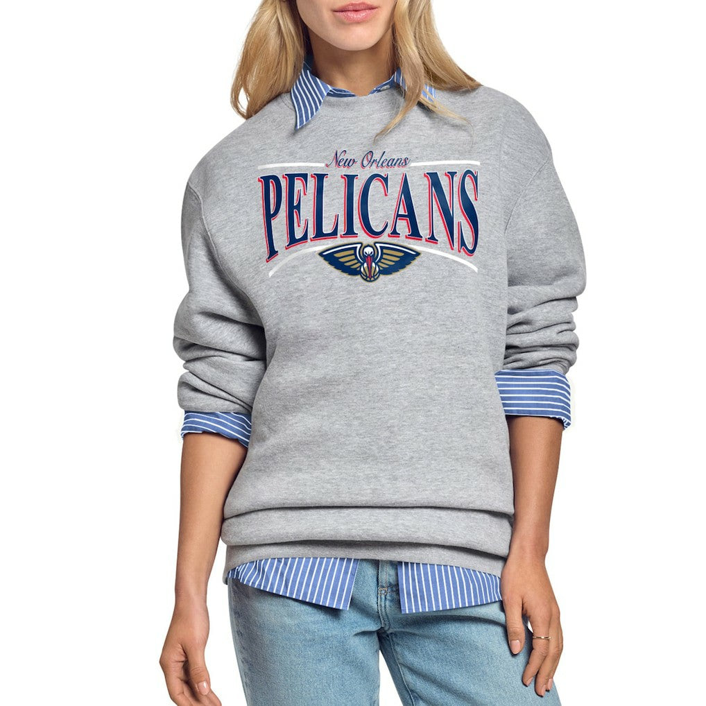 New Orleans Pelicans Starter Women's Arch Stripe Fleece Crewneck Sweatshirt - Gray outlet