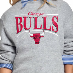Chicago Bulls Starter Women's Arch Stripe Fleece Crewneck Sweatshirt - Gray online