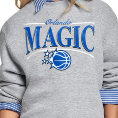 Orlando Magic Starter Women's Arch Stripe Fleece Crewneck Sweatshirt - Gray for sale