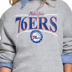 Philadelphia 76ers Starter Women's Arch Stripe Fleece Crewneck Sweatshirt - Gray on sale