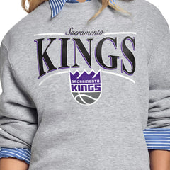 Sacramento Kings Starter Women's Arch Stripe Fleece Crewneck Sweatshirt - Gray for sale