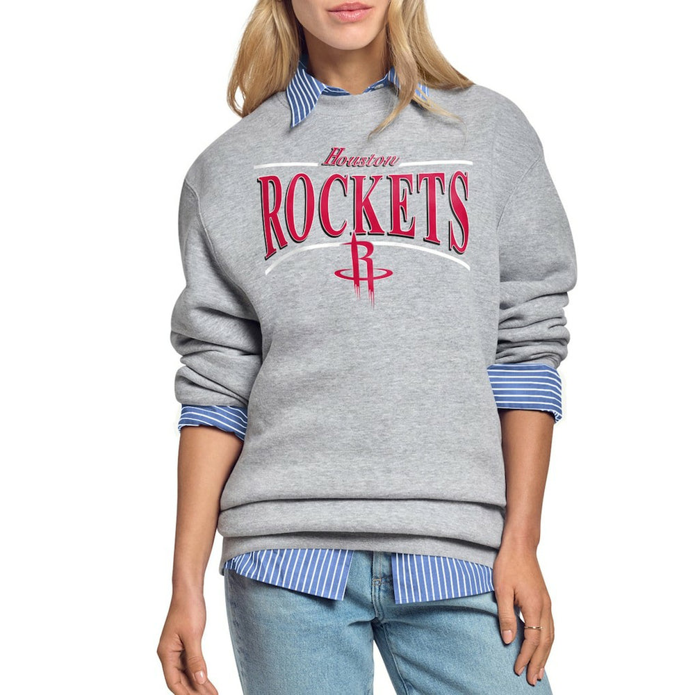 Houston Rockets Starter Women's Arch Stripe Fleece Crewneck Sweatshirt sale - Gray on sale