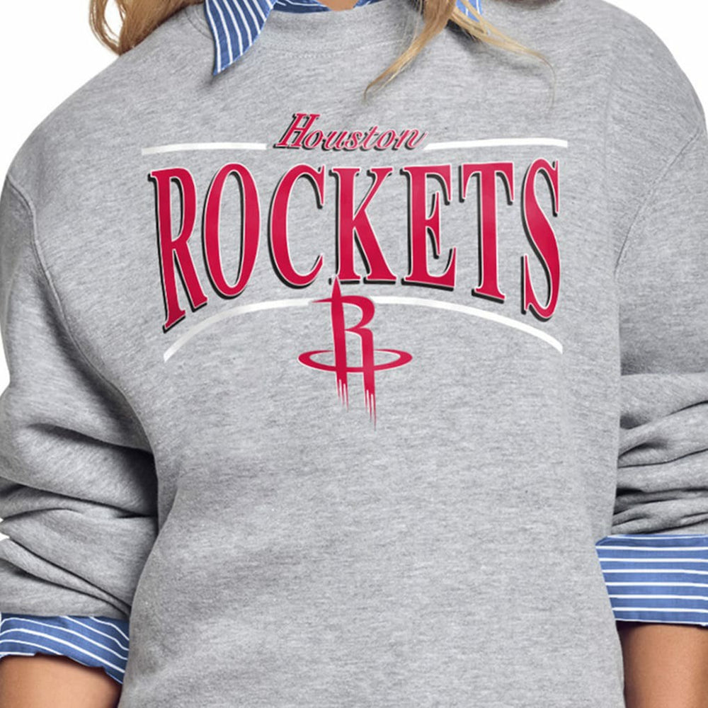 Houston Rockets Starter Women's Arch Stripe Fleece Crewneck Sweatshirt sale - Gray on sale