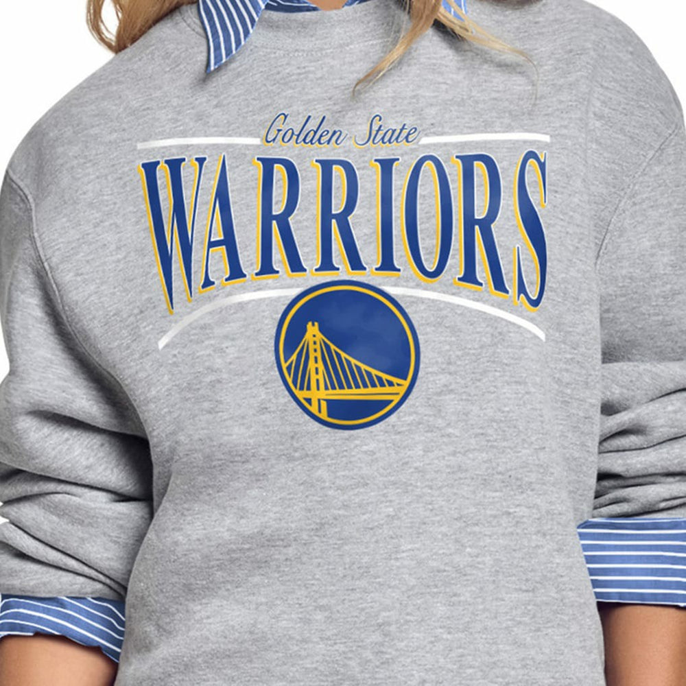 Golden State Warriors Starter Women's Arch Stripe Fleece Crewneck Sweatshirt sale - Gray outlet
