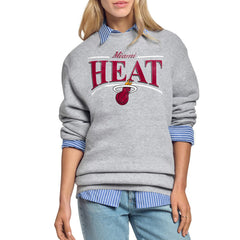 Miami Heat Starter Women's Arch Stripe Fleece Crewneck Sweatshirt - Gray outlet