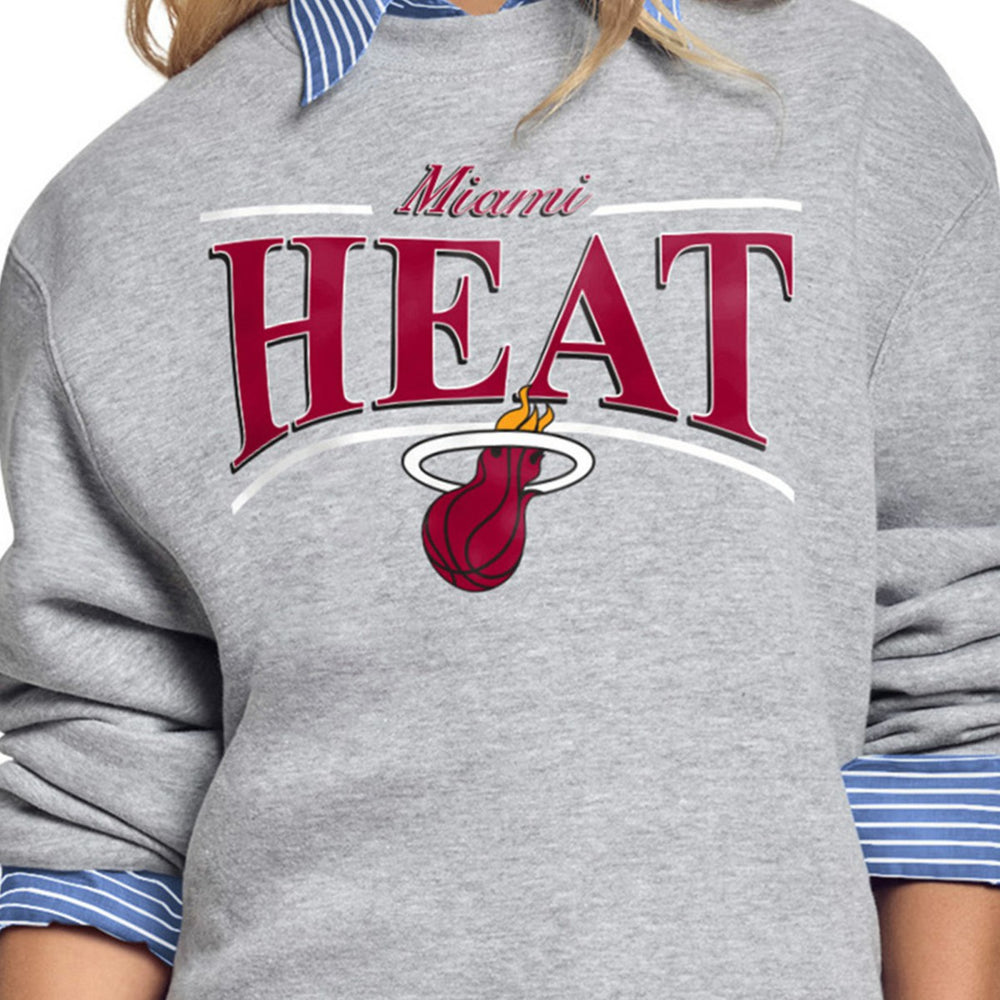 Miami Heat Starter Women's Arch Stripe Fleece Crewneck Sweatshirt - Gray outlet