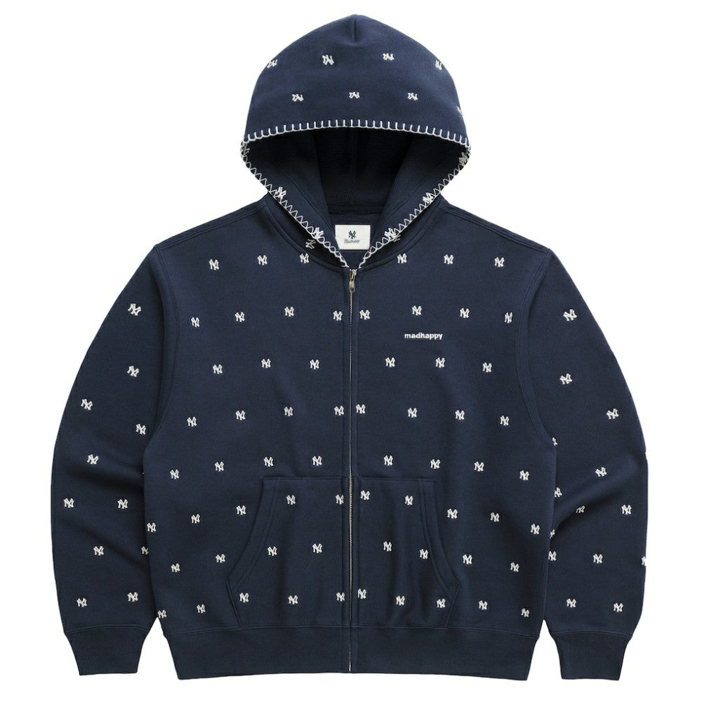New York Yankees Madhappy Unisex All Over Fleece Full-Zip Hoodie - Navy