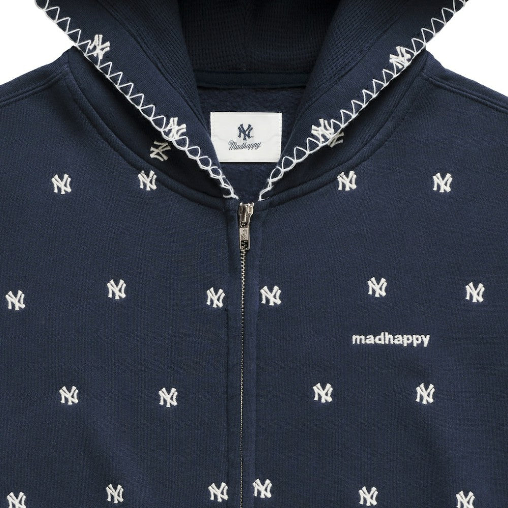 New York Yankees Madhappy Unisex All Over Fleece Full-Zip Hoodie - Navy