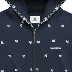 New York Yankees Madhappy Unisex All Over Fleece Full-Zip Hoodie - Navy