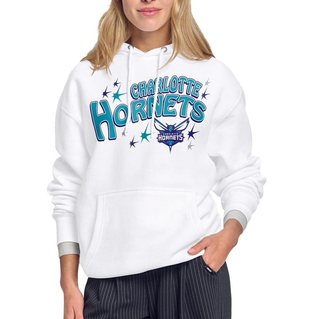 Charlotte Hornets Starter Women's Fireworks Fleece Hoodie - White sale