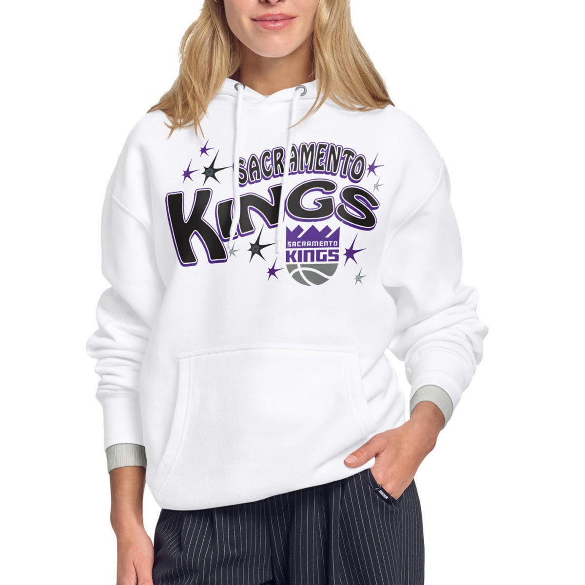 Sacramento Kings Starter Women's Fireworks Fleece Hoodie - White for sale