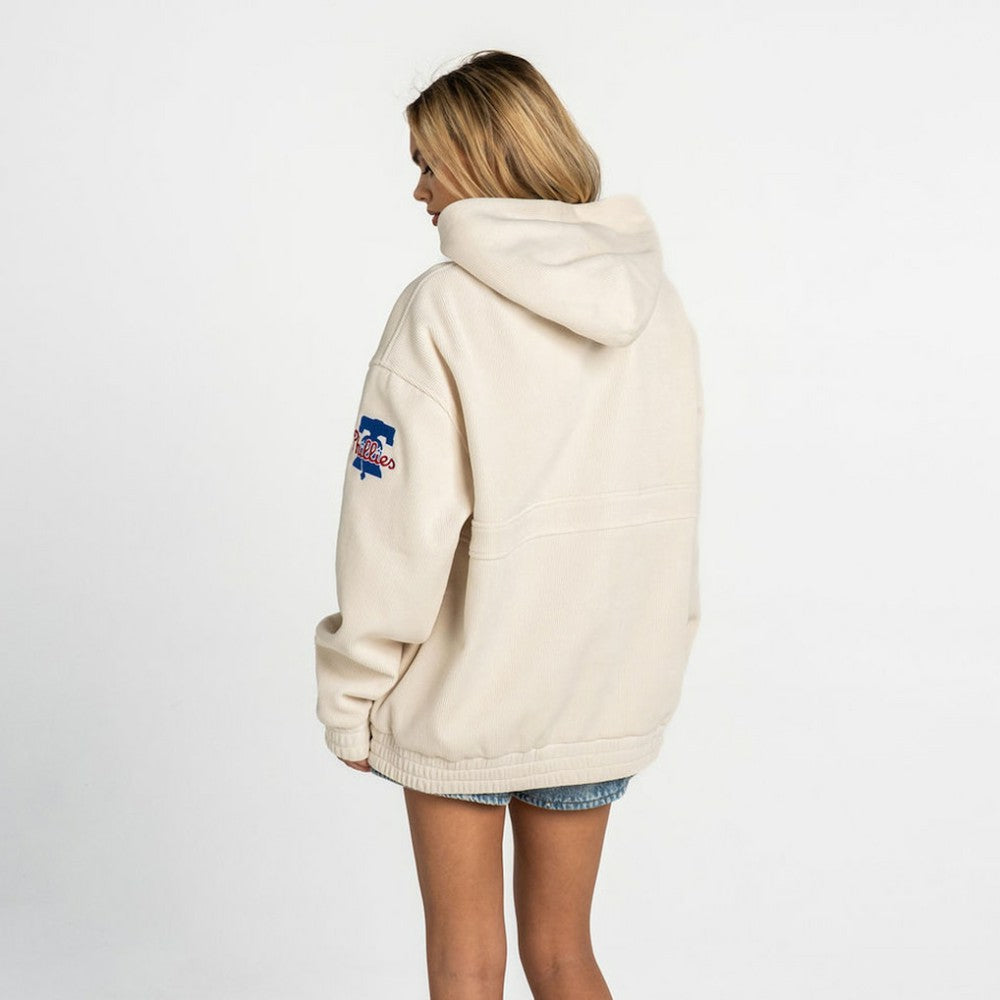 Philadelphia Phillies The Wild Collective Women's Oversized Cord Hoodie - Cream