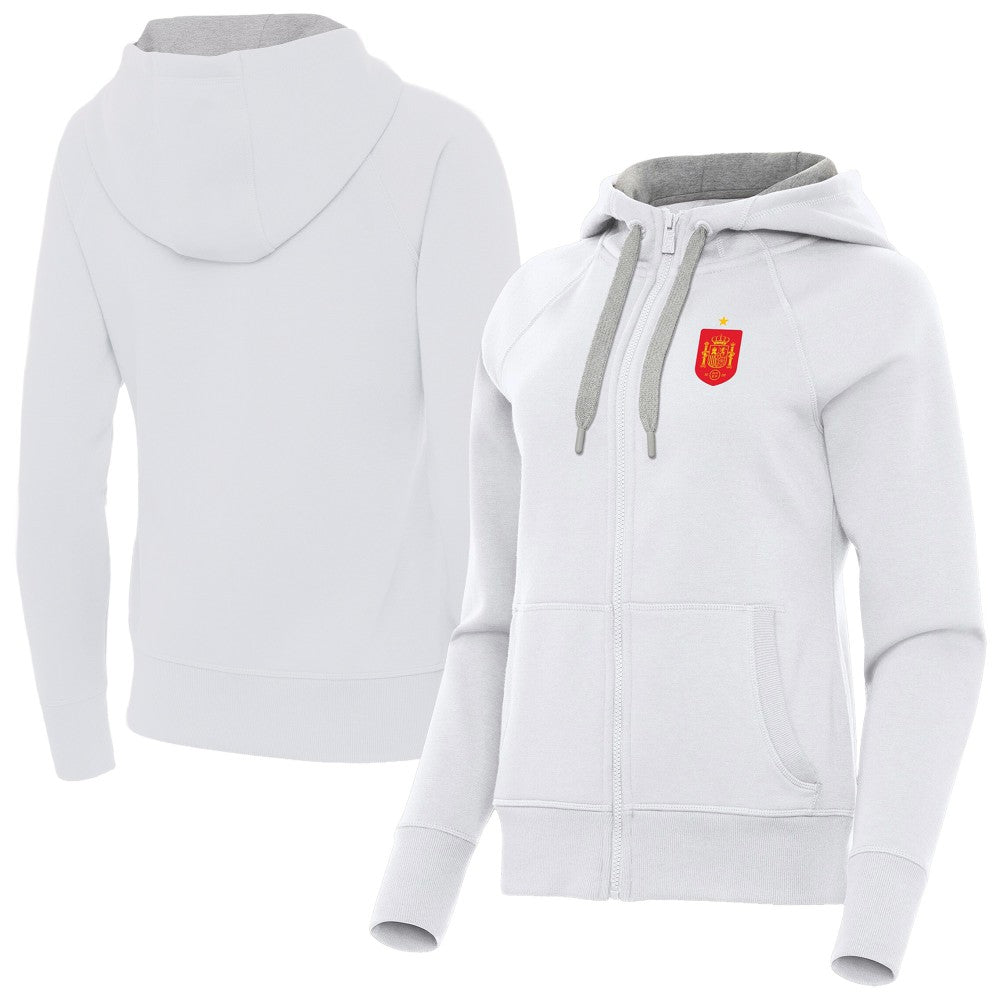 Spain National Team Antigua Women's Takeover Fleece Raglan Full-Zip Hoodie - White shop