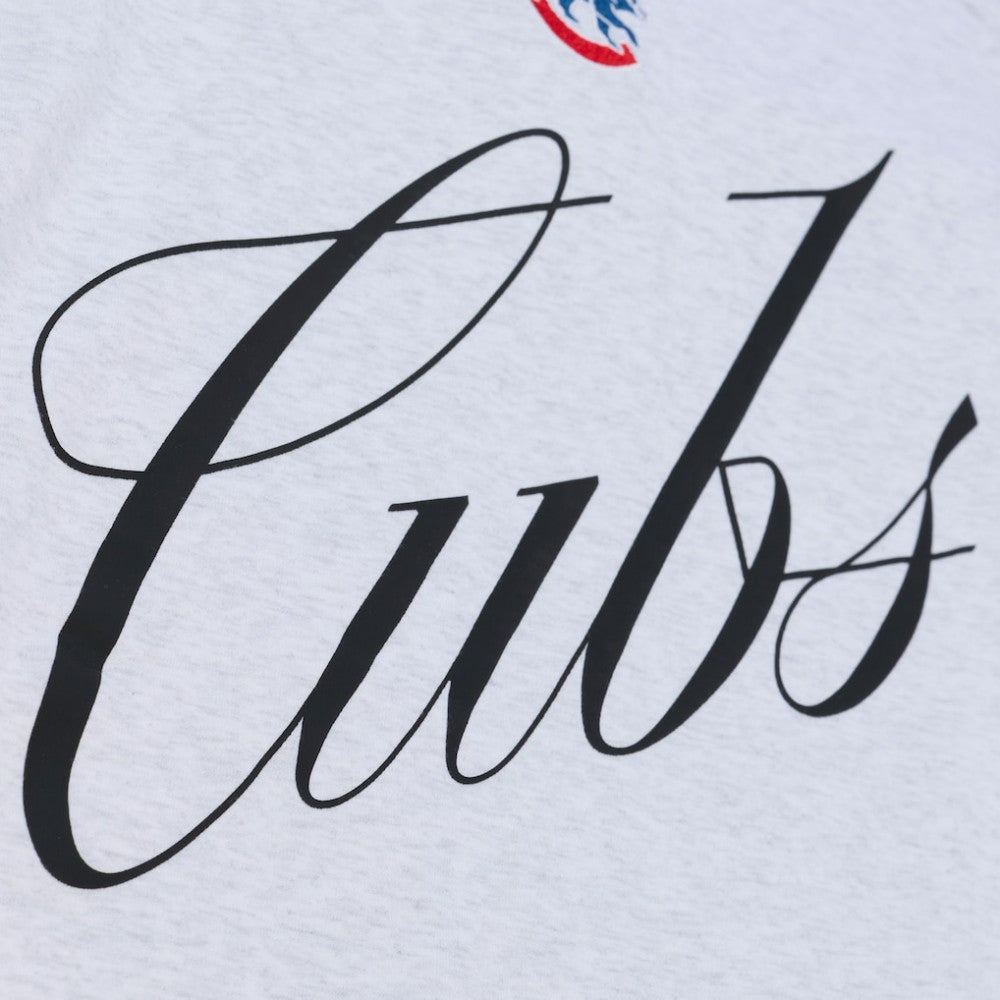 Chicago Cubs Women's Script Cropped Boxy T-Shirt - Heather Gray | Mitchell & Ness