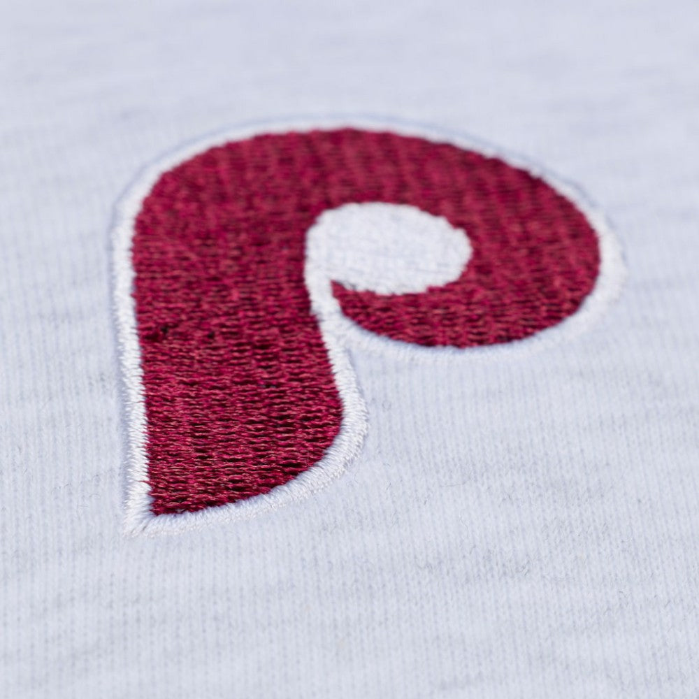 Philadelphia Phillies Women's Script Cropped Boxy T-Shirt - Heather Gray | Mitchell & Ness