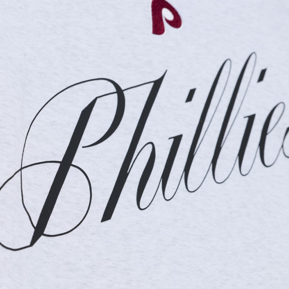 Philadelphia Phillies Women's Script Cropped Boxy T-Shirt - Heather Gray | Mitchell & Ness