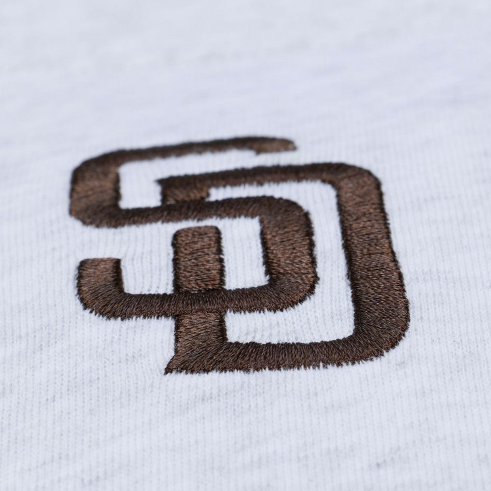 San Diego Padres Women's Script Cropped Boxy T-Shirt - Heather Gray | Mitchell & Ness