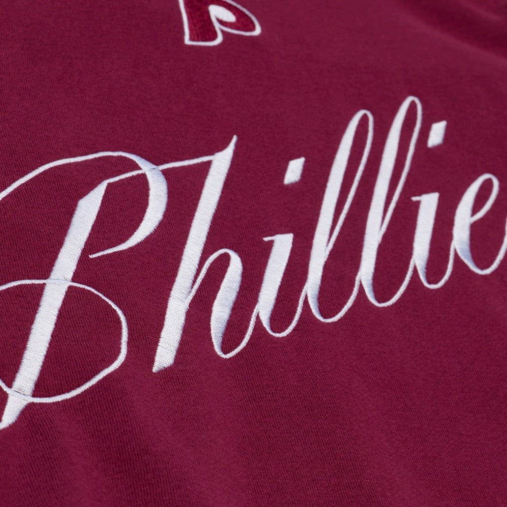 Philadelphia Phillies Women's Script Sweatshirt - Burgundy | Mitchell & Ness