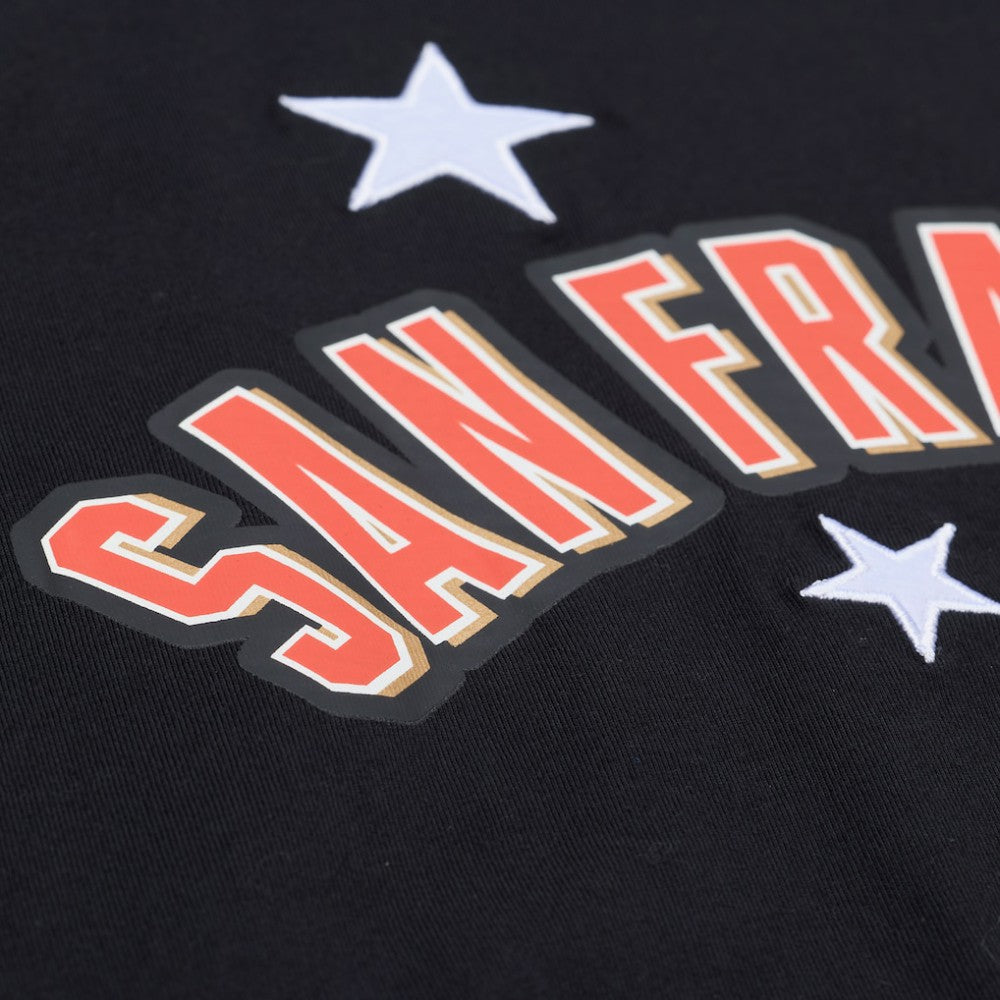 San Francisco Giants Women's Pep Rally Cropped Boxy T-Shirt - Black | Mitchell & Ness